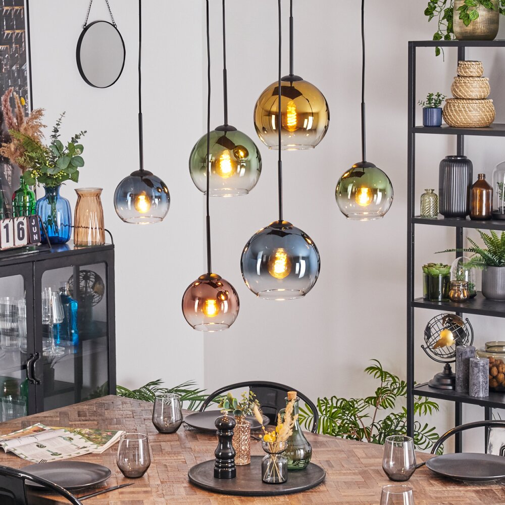 Koyoto Pendellampa, kullampa, Pendelbelysning Blå, Guld, Grön, Klart, Kopparfärg, 6-ljuskällor main product photo