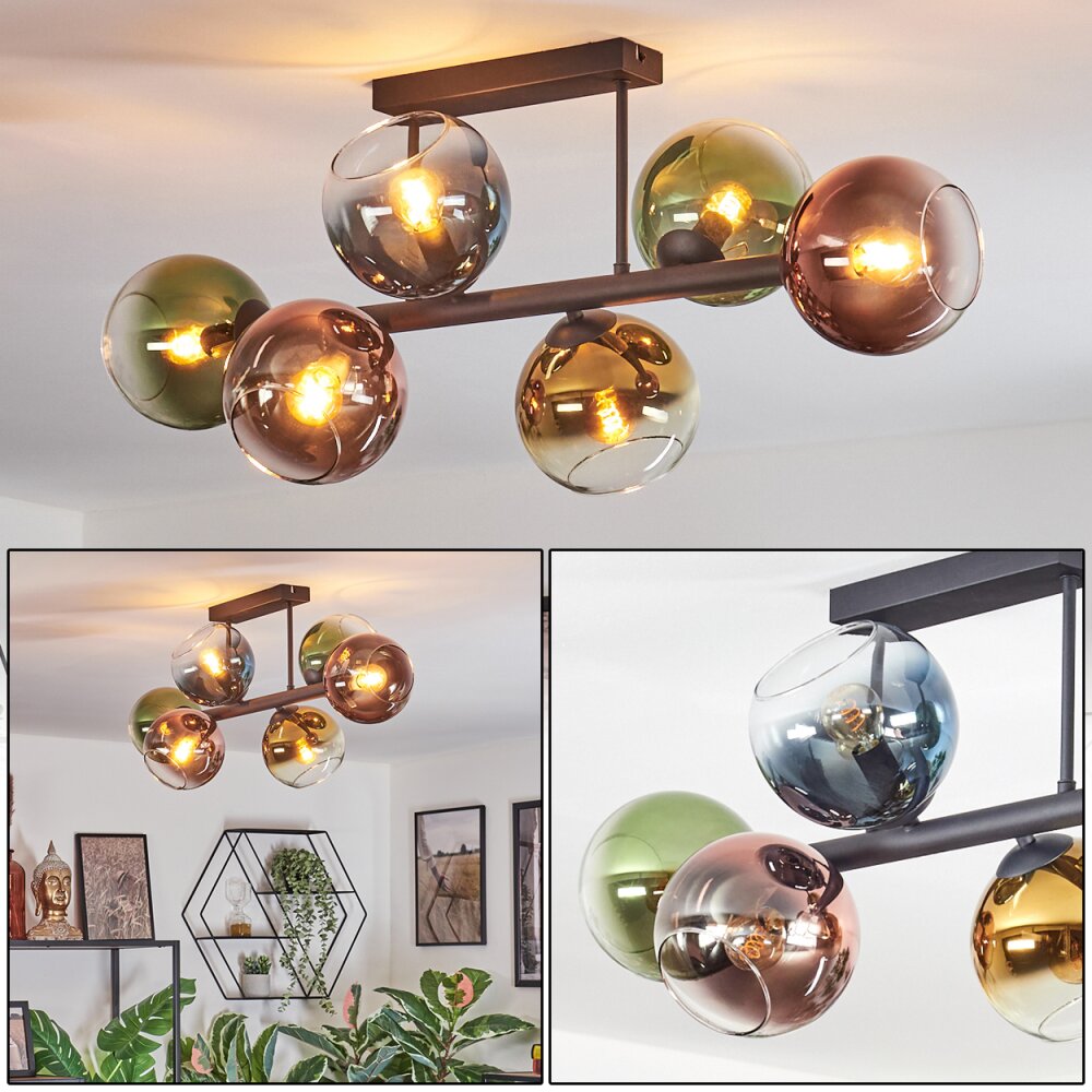 Koyoto Taklampa, kullampa Blå, Guld, Grön, Klart, Kopparfärg, 6-ljuskällor main product photo