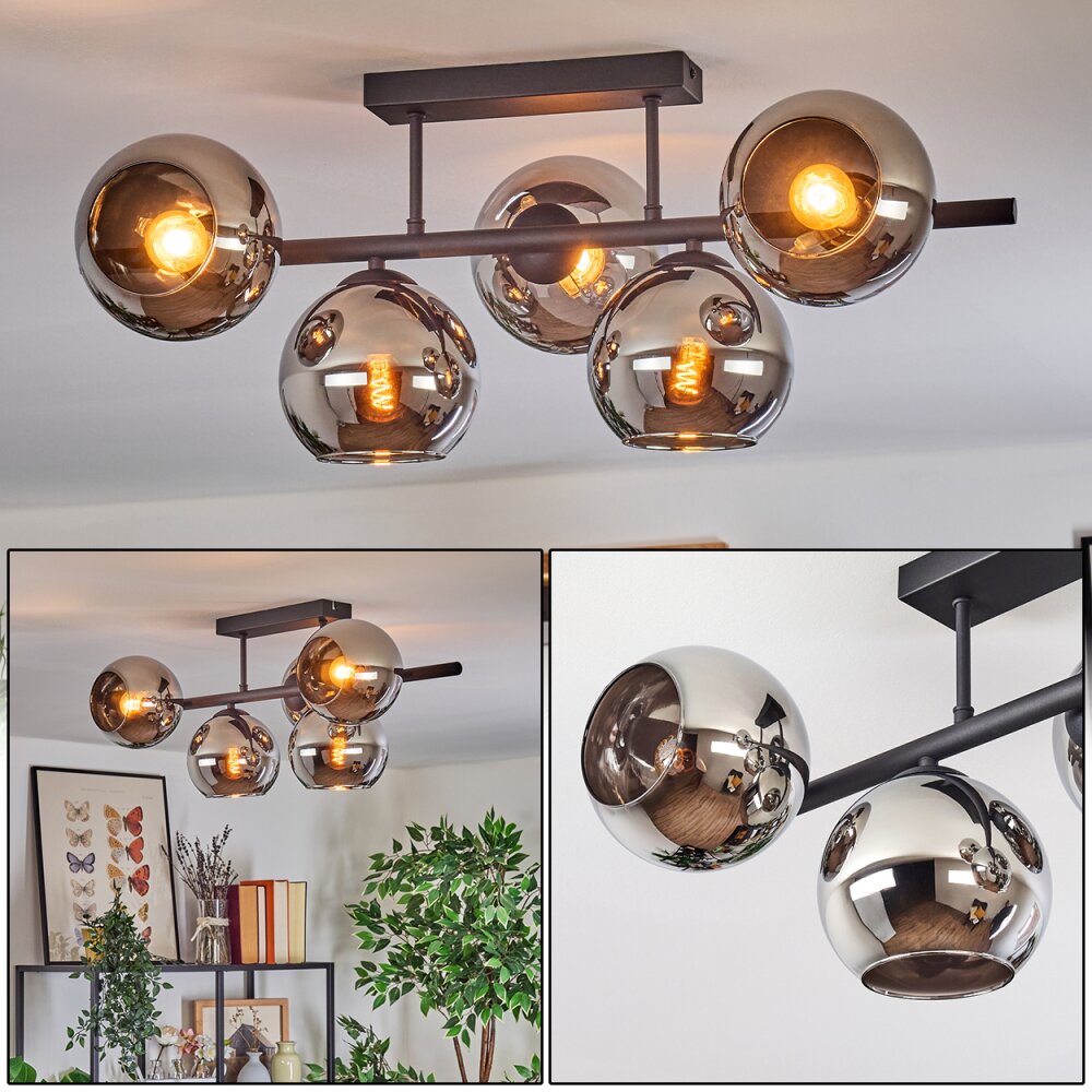 Koyoto Taklampa, kullampa Krom, Rökfärger, 5-ljuskällor main product photo