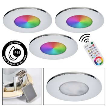 Paron infälld taklampa, Takstrålkastare, Infälld lampa LED Krom, 3-ljuskällor, Fjärrkontroll