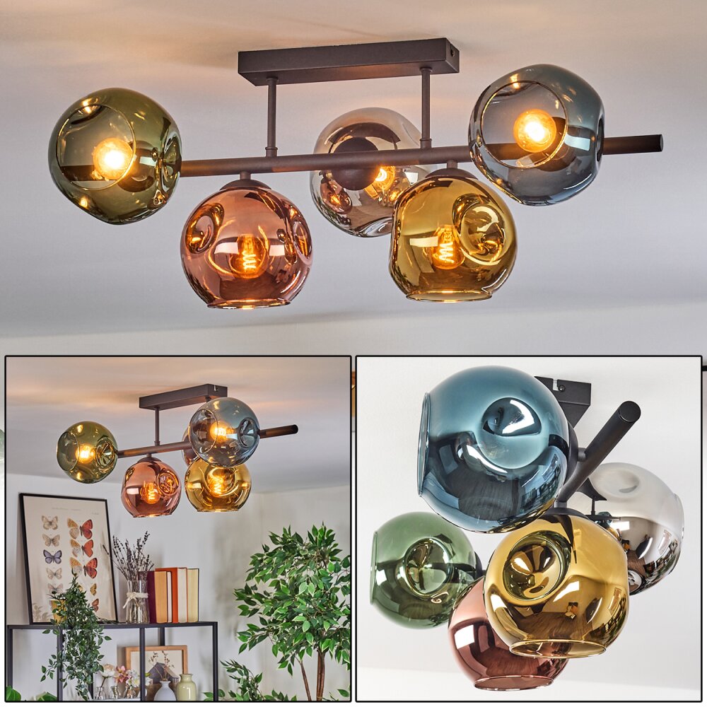 Ripoll Taklampa, kullampa Blå, Krom, Guld, Grön, Kopparfärg, Rökfärger, 5-ljuskällor main product photo