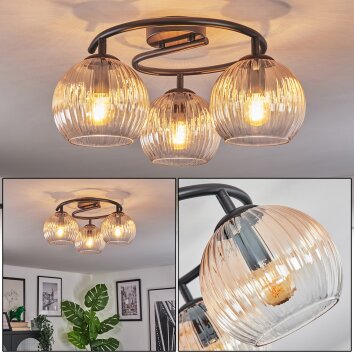 Koyoto Taklampa, kullampa 37 cm Amber, Klart, 3-ljuskällor