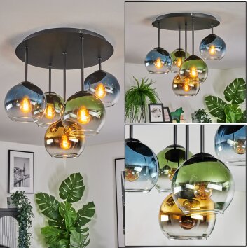 Koyoto Taklampa, kullampa 45 cm Blå, Guld, Grön, Klart, 5-ljuskällor