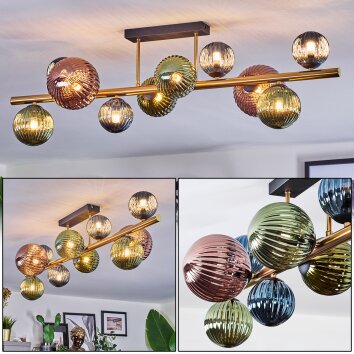 Chehalis Taklampa, kullampa Guld, Svart, 10-ljuskällor Chehalis Taklampa, kullampa Guld, Svart, 10-ljuskällor