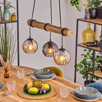 Koyoto Pendellampa, kullampa, Pendelbelysning Naturfärger, Svart, 3-ljuskällor