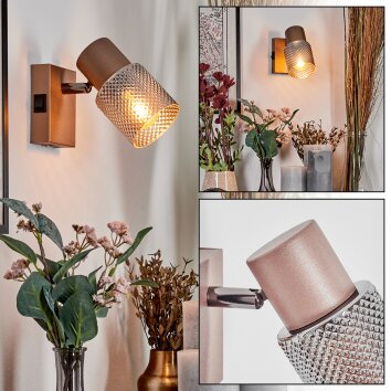 Nelar Vägglampa, Väggspotlight Brons, Krom, 1-ljuskällor