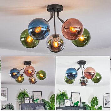 Gastor Taklampa, kullampa 52 cm Blå, Krom, Grön, Kopparfärg, Rökfärger, 5-ljuskällor