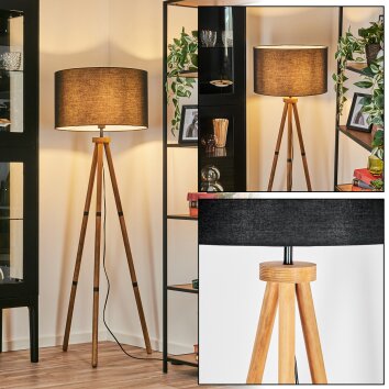 Flemming Golvlampa Trä mörkt, Svart, 1-ljuskällor