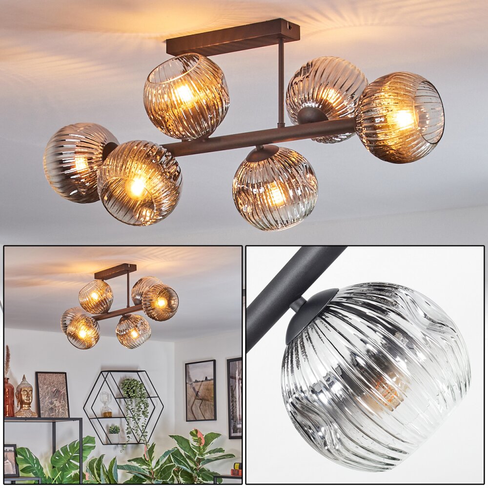 Ripoll Taklampa, kullampa Krom, Klart, Rökfärger, 6-ljuskällor main product photo