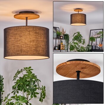 Bassagoda Taklampa Naturfärger, Svart, 1-ljuskällor