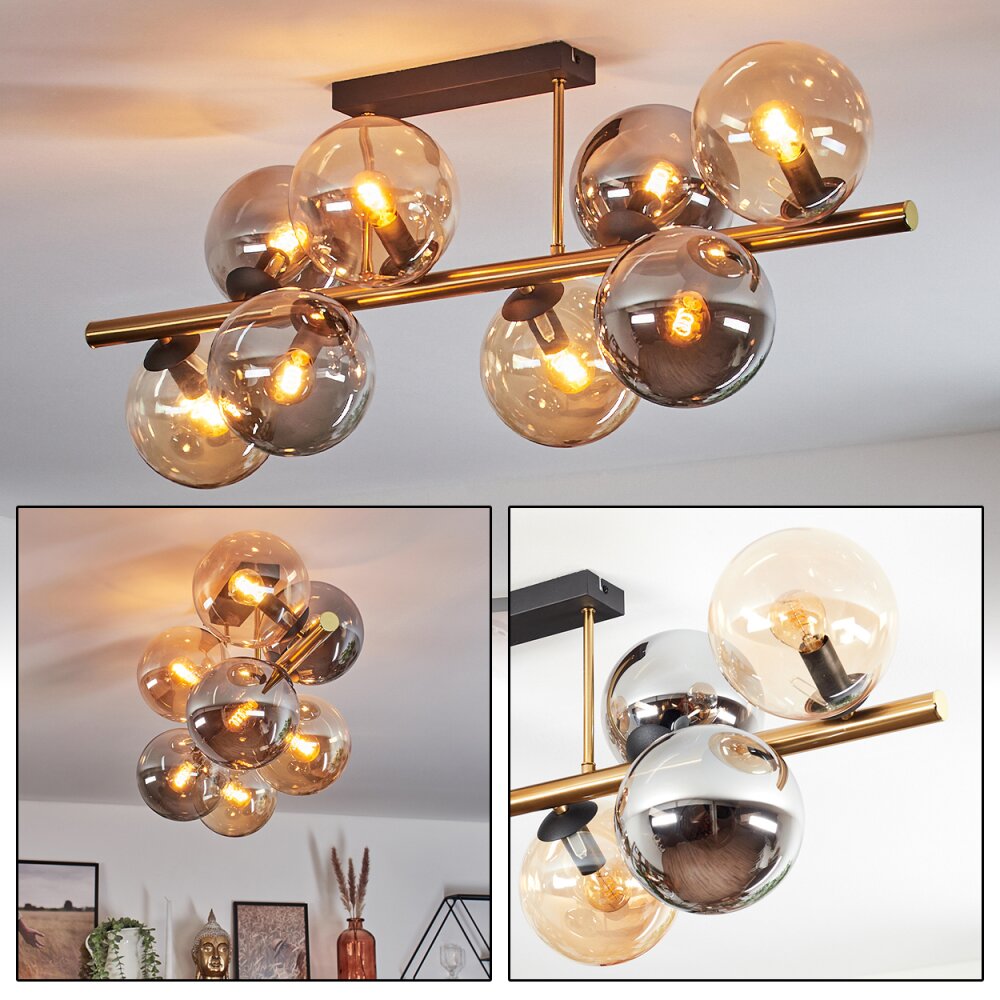 Gastor Taklampa, kullampa Guld, Svart, 8-ljuskällor main product photo