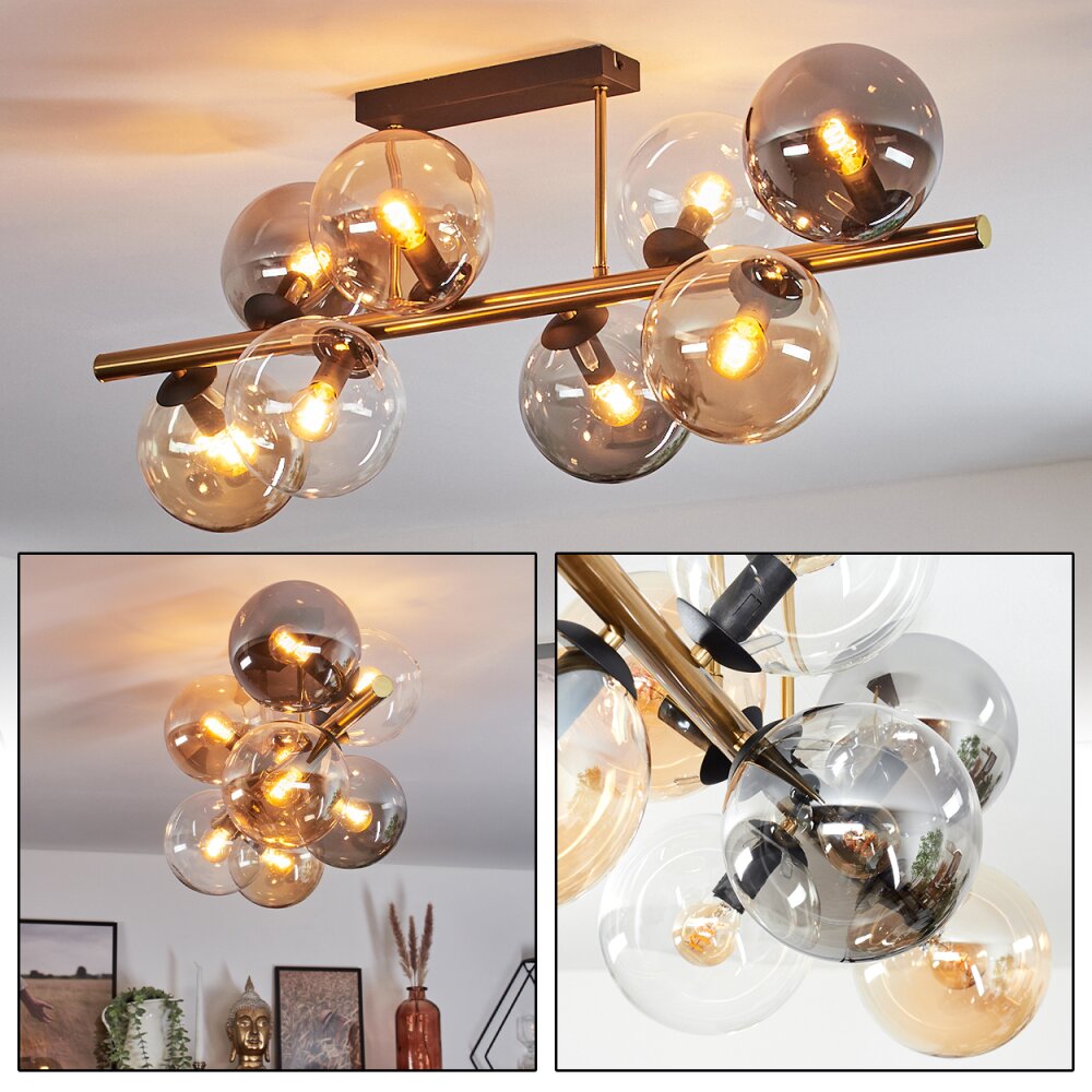 Gastor Taklampa, kullampa Guld, Svart, 8-ljuskällor main product photo