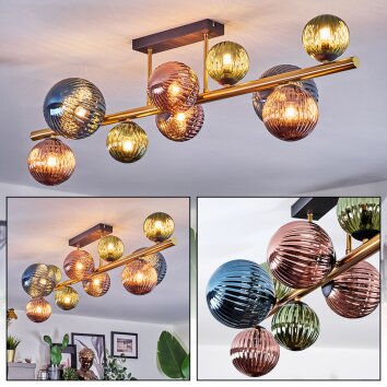 Chehalis Taklampa, kullampa Guld, Svart, 10-ljuskällor