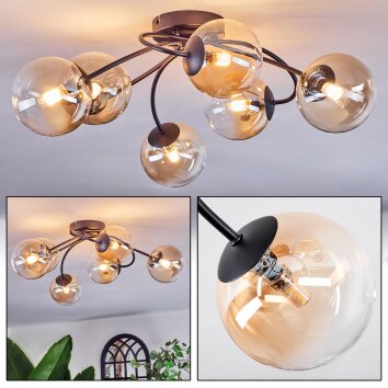 Chehalis Taklampa, kullampa 58 cm Amber, Klart, 6-ljuskällor
