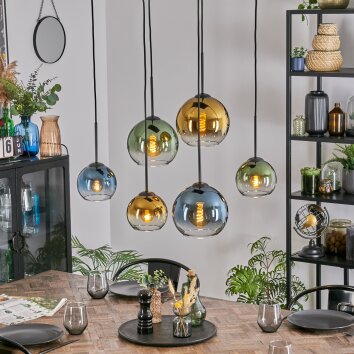 Koyoto Pendellampa, kullampa, Pendelbelysning Blå, Guld, Grön, Klart, 6-ljuskällor