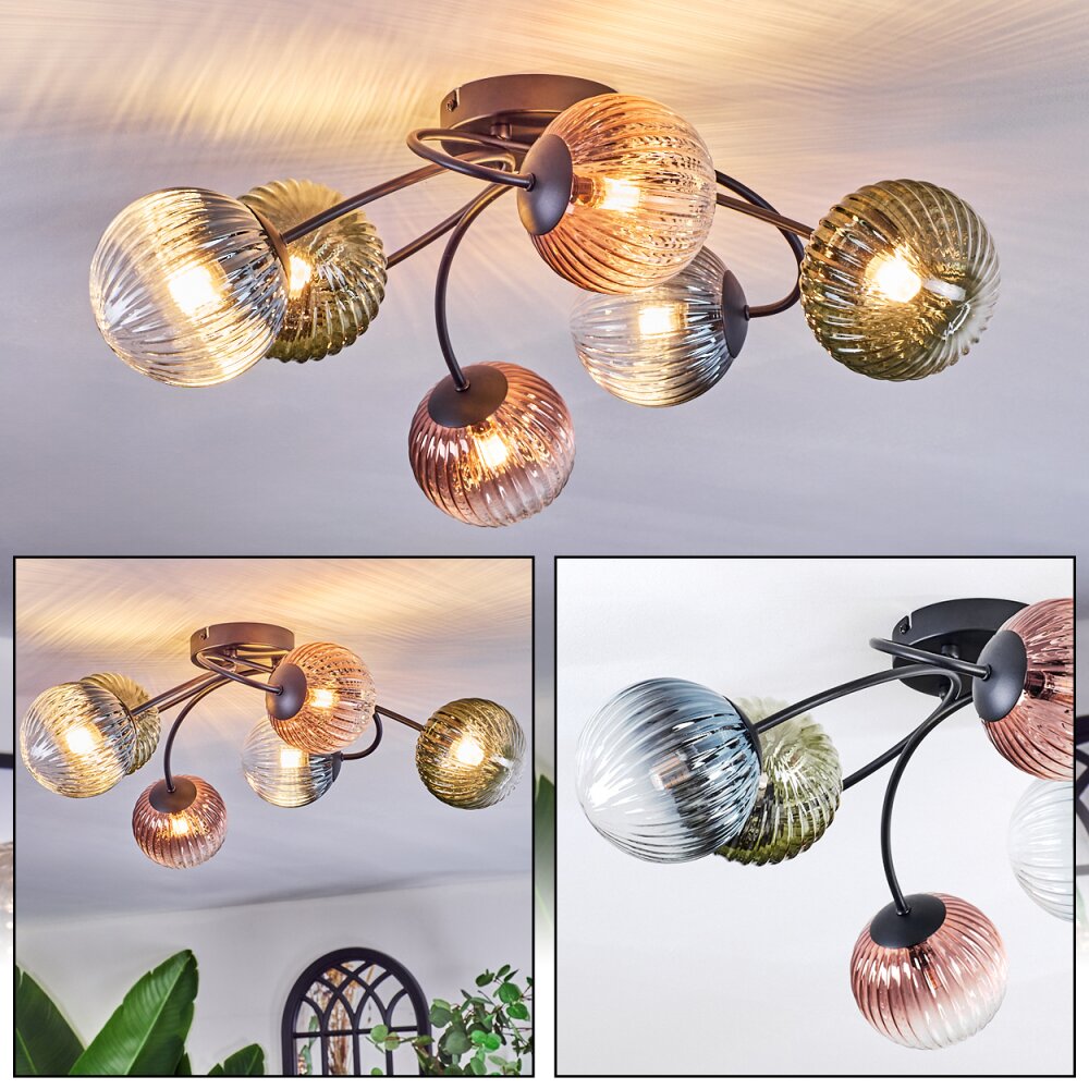 Chehalis Taklampa, kullampa 58 cm Blå, Grön, Klart, Kopparfärg, 6-ljuskällor main product photo