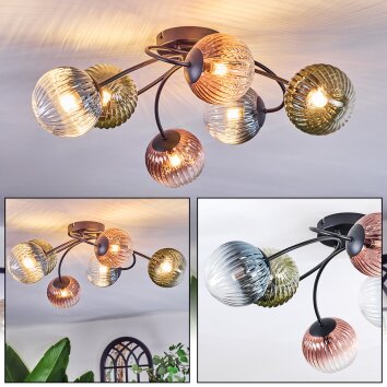 Chehalis Taklampa, kullampa 58 cm Blå, Grön, Klart, Kopparfärg, 6-ljuskällor