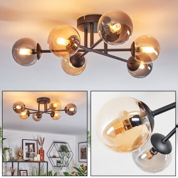 Chehalis Taklampa, kullampa 51 cm Amber, Rökfärger, 6-ljuskällor