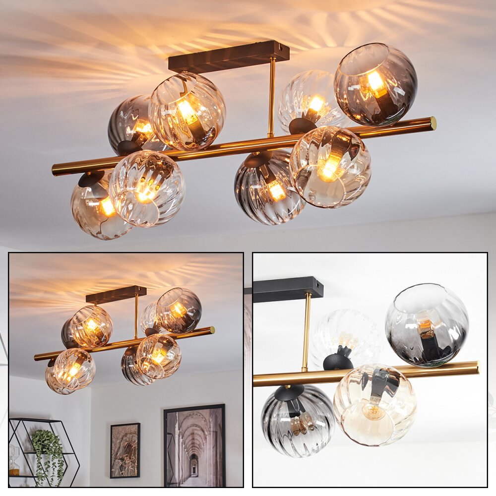 Koyoto Taklampa, kullampa Guld, Svart, 8-ljuskällor main product photo