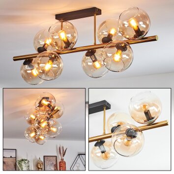 Koyoto Taklampa, kullampa Guld, Svart, 8-ljuskällor