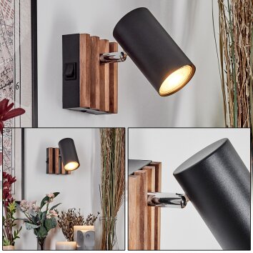 Javel Vägglampa, Väggspotlight Krom, Naturfärger, Svart, 1-ljuskällor