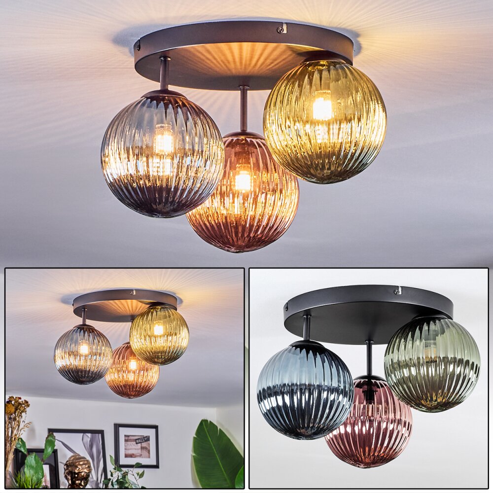 Chehalis Taklampa, kullampa 33.5 cm Blå, Grön, Kopparfärg, 3-ljuskällor main product photo