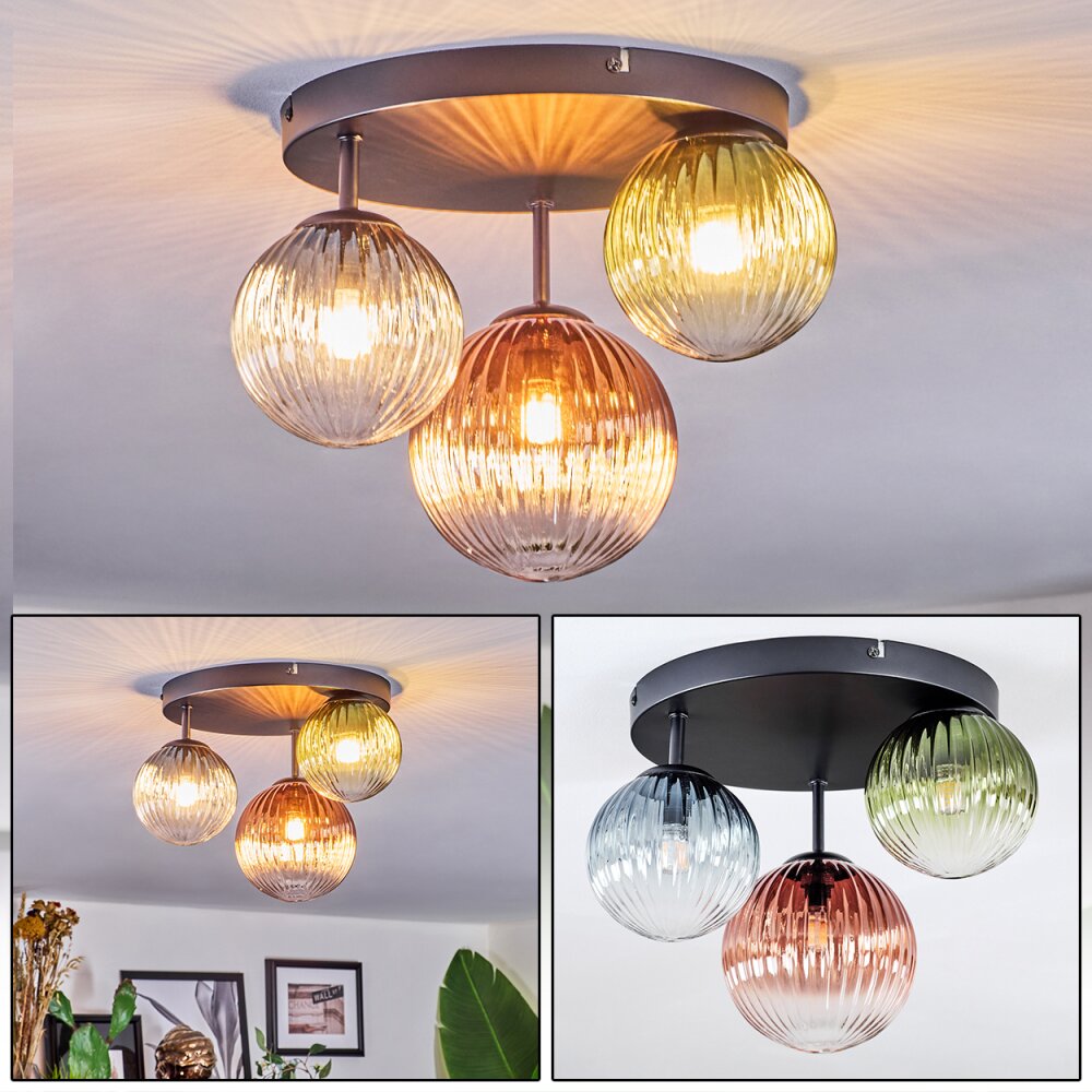 Chehalis Taklampa, kullampa 30.5 cm Blå, Grön, Klart, Kopparfärg, 3-ljuskällor main product photo
