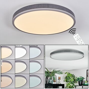 Salmi Taklampa, Panel LED Grått, Silver, 1-ljuskällor, Fjärrkontroll