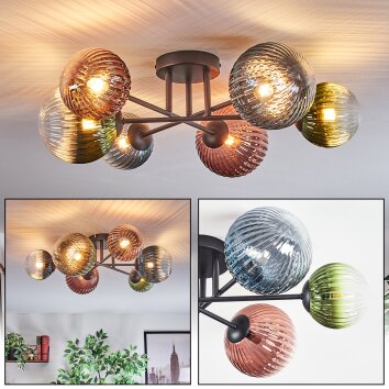 Chehalis Taklampa, kullampa 60 cm Blå, Grön, Klart, Kopparfärg, 6-ljuskällor