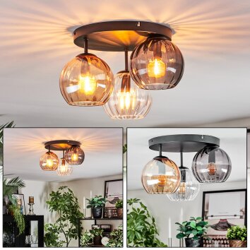Koyoto Taklampa, kullampa 30 cm Amber, Klart, Rökfärger, 3-ljuskällor