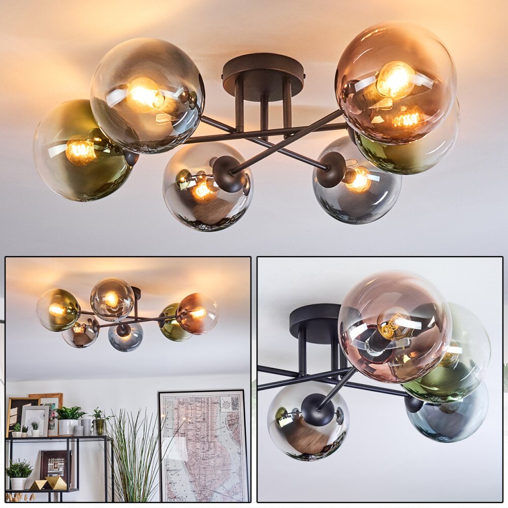 Gastor Taklampa, kullampa 62 cm Blå, Krom, Grön, Klart, Kopparfärg, Rökfärger, 6-ljuskällor main product photo