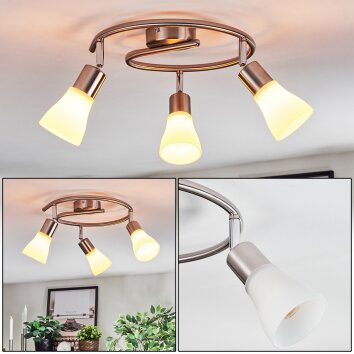 Mirlo Taklampa, Takstrålkastare Krom, Nickel matt, 3-ljuskällor