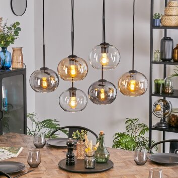 Apedo Pendellampa, kullampa, Pendelbelysning Amber, Klart, Rökfärger, 6-ljuskällor