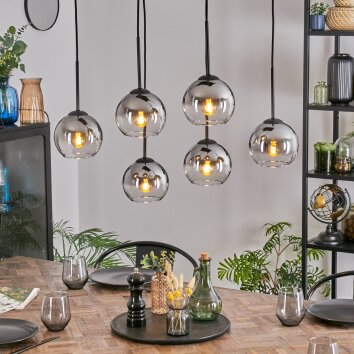 Koyoto Pendellampa, kullampa, Pendelbelysning Krom, Klart, Rökfärger, 6-ljuskällor