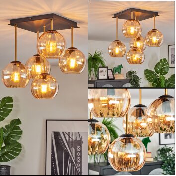 Gastor Taklampa, kullampa Guld, Svart, 5-ljuskällor Gastor Taklampa, kullampa Guld, Svart, 5-ljuskällor