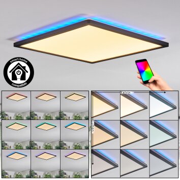 Zuren Taklampa, Panel LED Svart, 1-ljuskällor, Färgväxlare