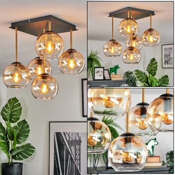 Koyoto Taklampa, kullampa Guld, Svart, 5-ljuskällor