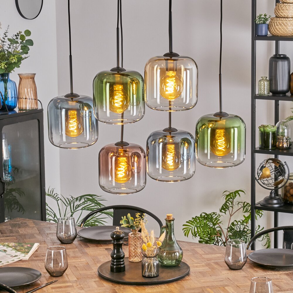 Lauden Pendellampa, Pendelbelysning Amber, Blå, Grön, Klart, Kopparfärg, 6-ljuskällor main product photo