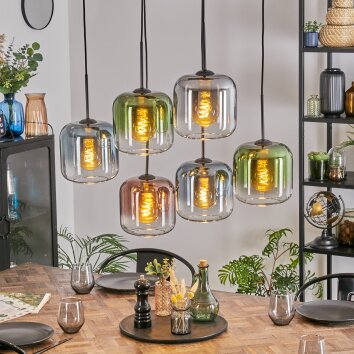 Lauden Pendellampa, Pendelbelysning Blå, Grön, Klart, Kopparfärg, Rökfärger, 6-ljuskällor