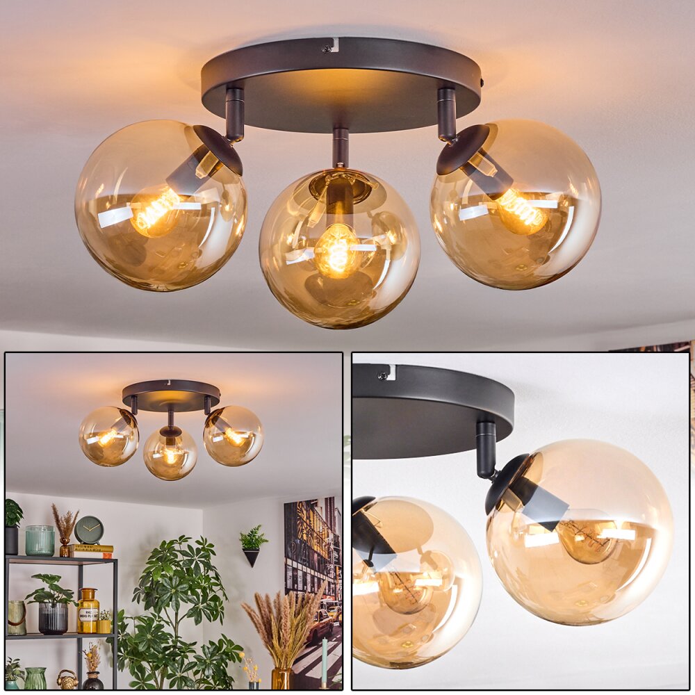 Gastor Taklampa, kullampa 25 cm Amber, 3-ljuskällor main product photo