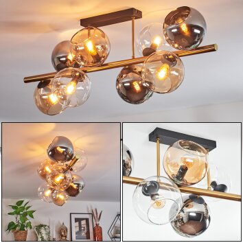 Koyoto Taklampa, kullampa Guld, Svart, 8-ljuskällor
