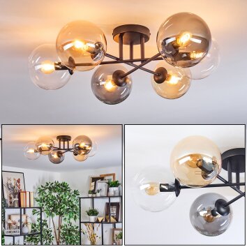 Gastor Taklampa, kullampa 62 cm Amber, Klart, Rökfärger, 6-ljuskällor