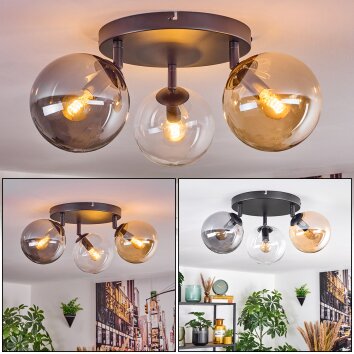Gastor Taklampa, kullampa Amber, Krom, Klart, Rökfärger, 3-ljuskällor