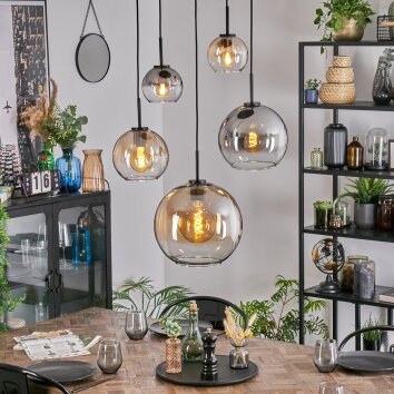Koyoto Pendellampa, kullampa, Pendelbelysning Amber, Klart, Rökfärger, 5-ljuskällor