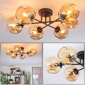 Ripoll Taklampa, kullampa Amber, 6-ljuskällor