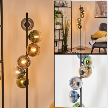 Koyoto kullampa, Golvlampa Blå, Guld, Grön, Klart, Rökfärger, 6-ljuskällor