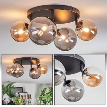 Chehalis Taklampa, kullampa Amber, Rökfärger, 4-ljuskällor