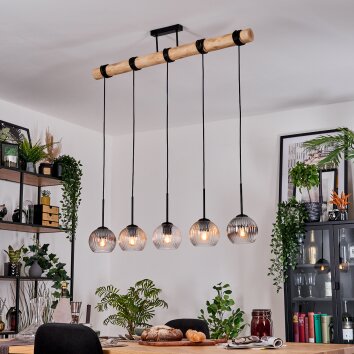 Koyoto Pendellampa, kullampa, Pendelbelysning Naturfärger, Svart, 5-ljuskällor