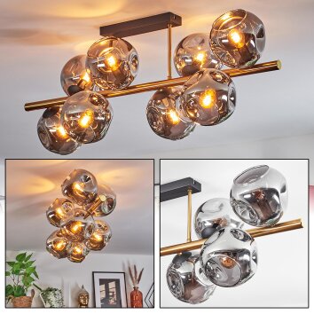 Ripoll Taklampa, kullampa Guld, Svart, 8-ljuskällor