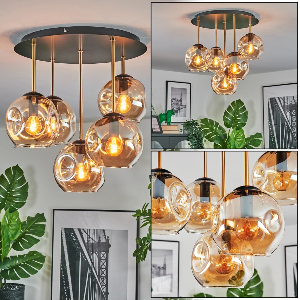 Ripoll Taklampa, kullampa Mässing, Svart, 5-ljuskällor main product photo